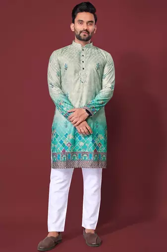 Light green multicolour kurta