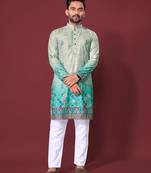 Light green multicolour kurta