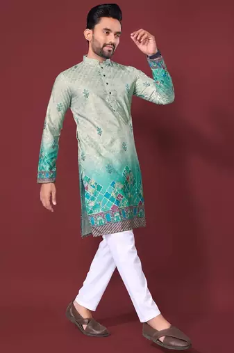 Light green multicolour kurta