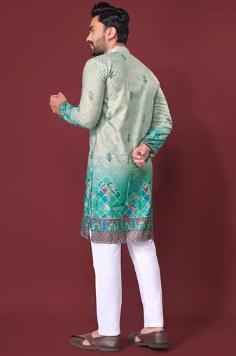 Light green multicolour kurta