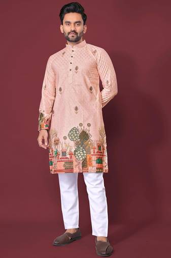 Light pink multicolour kurta