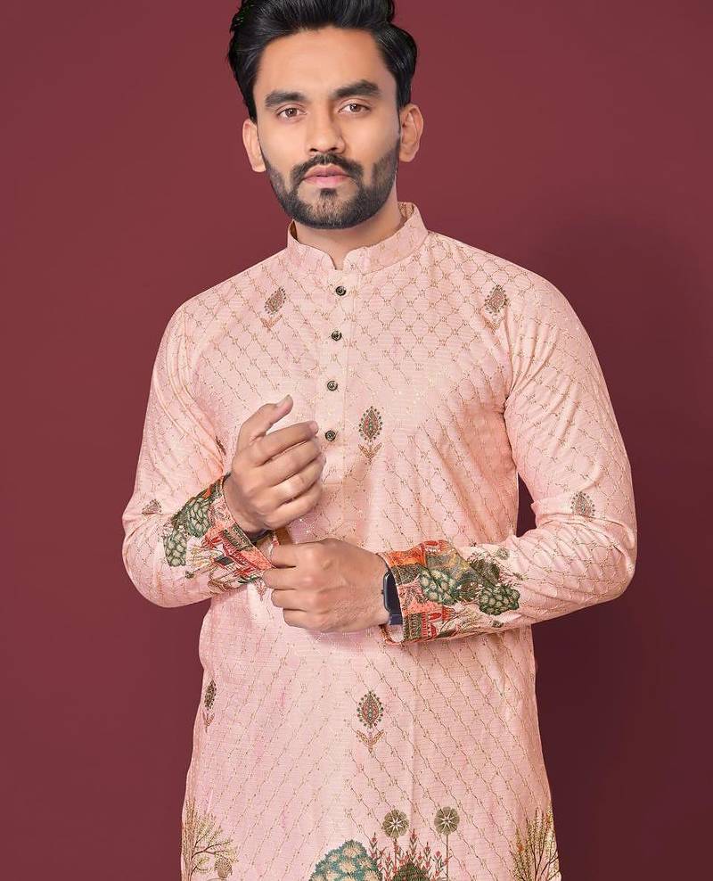 Light pink multicolour kurta