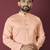 Orange solid soft jacquard silk straight kurta