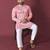 Pink solid soft jacquard silk straight kurta