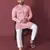 Pink solid soft jacquard silk straight kurta