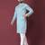 Sky blue solid soft jacquard silk straight kurta