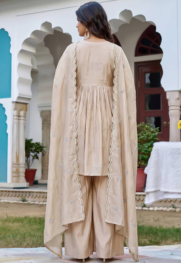 Women Ethnic Motifs Embroidered Roman Kurta with Trouser & Dupatta