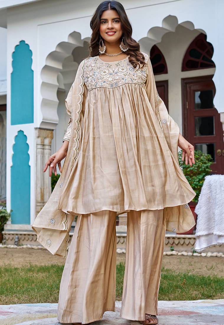 Women Ethnic Motifs Embroidered Roman Kurta with Trouser & Dupatta