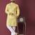Yellow solid soft jacquard silk straight kurta