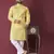 Yellow solid soft jacquard silk straight kurta