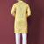 Yellow solid soft jacquard silk straight kurta