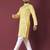 Yellow solid soft jacquard silk straight kurta
