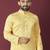 Yellow solid soft jacquard silk straight kurta