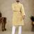 Yellow lucknowi work silk straight kurta