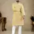 Yellow lucknowi work silk straight kurta