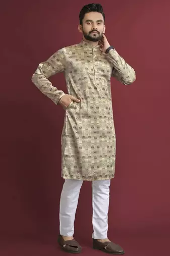 Multicolour printed pure silk straight kurta