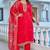 Floral Yoke Design Thread Work Straight Kurta With Trouser & Dupatta