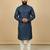 Navy blue sequence work soft silk straight kurta pyjama