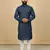 Navy blue sequence work soft silk straight kurta pyjama