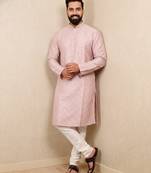Mauve sequence work soft silk straight kurta pyjama