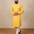 Yellow sequence work soft silk straight kurta pyjama