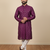 Wine sequence work soft silk straight kurta pyjama