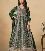 Green georgette embroidered anarkali suit