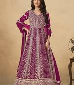 Purple georgette embroidered anarkali suit