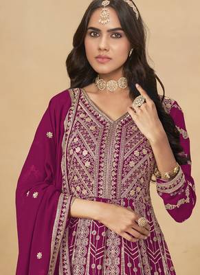 Purple georgette embroidered anarkali suit 2