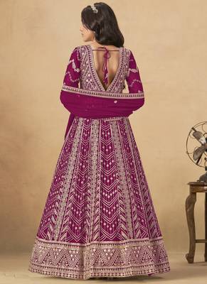 Purple georgette embroidered anarkali suit 3