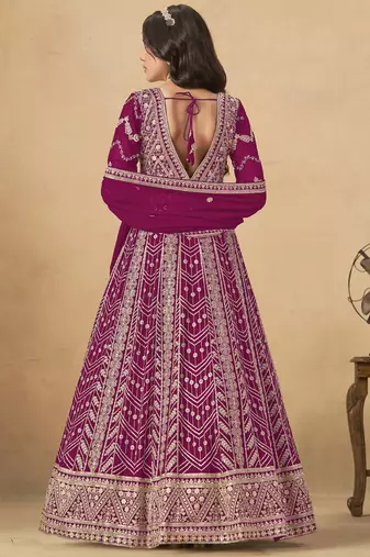 Purple georgette embroidered anarkali suit