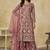 Onion pink net embroidered palazzo suit