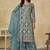Sky blue net embroidered palazzo suit