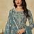 Sky blue net embroidered palazzo suit