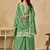 Parrot green chinon silk embroidered designer palazzo suit
