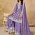 Lavender chinon silk embroidered palazzo suit
