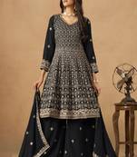 Black georgette embroidered deigner palazzo suit