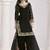 Black roman silk mirror work patiala suit
