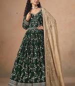 Green georgette embroidered anarkali werddind wear suit