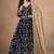 Blue georgette embroidered anarkali werddind wear suit