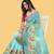 Sky Blue Color Embroidered Organza Silk Saree