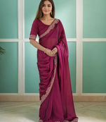 Elegant magenta rangoli silk saree with intricate coding work