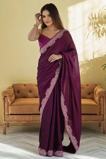 Elegant wine rangoli silk saree with intricate coding work