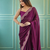 Elegant wine rangoli silk saree with intricate coding work