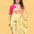Yellow Color Embroidered Organza Silk Saree