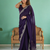 Elegant purple rangoli silk saree with intricate coding work