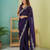 Elegant purple rangoli silk saree with intricate coding work