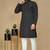 Black embroidered rayon straight kurta