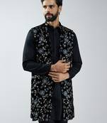 men black velvet embroidered nehru jacket  wedding & festive wear