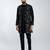 men black fine satin kurta set with velvet embroidered nehru jacket & pants  wedding & festive wear